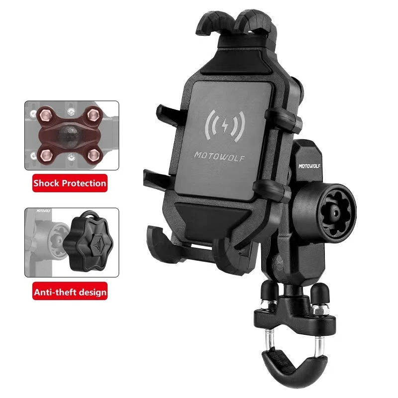 Motorfiets Draadloos Opladen Telefoon Houder Cradle 3.0 Snellader GPS Moto Ondersteuning Mobiele Telefoon Stuur Mount voor 4-7 inch Telefoon
