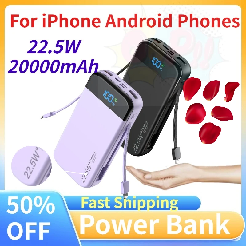 

Внешний аккумулятор 20000 мАч с быстрой зарядкой 22.5 Вт - портативное зарядное устройство с LED-дисплеем, сертифицированное CCC, для iPhone и Android-смартфонов