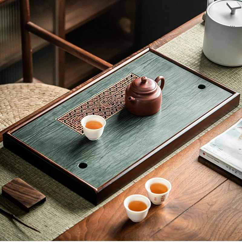 Drip Chaban Stone Tea Tray Kung Fu Chinese Serving Vintage Large Tray Luxury Kitchen Plateau Miroir Tray Decoration Table