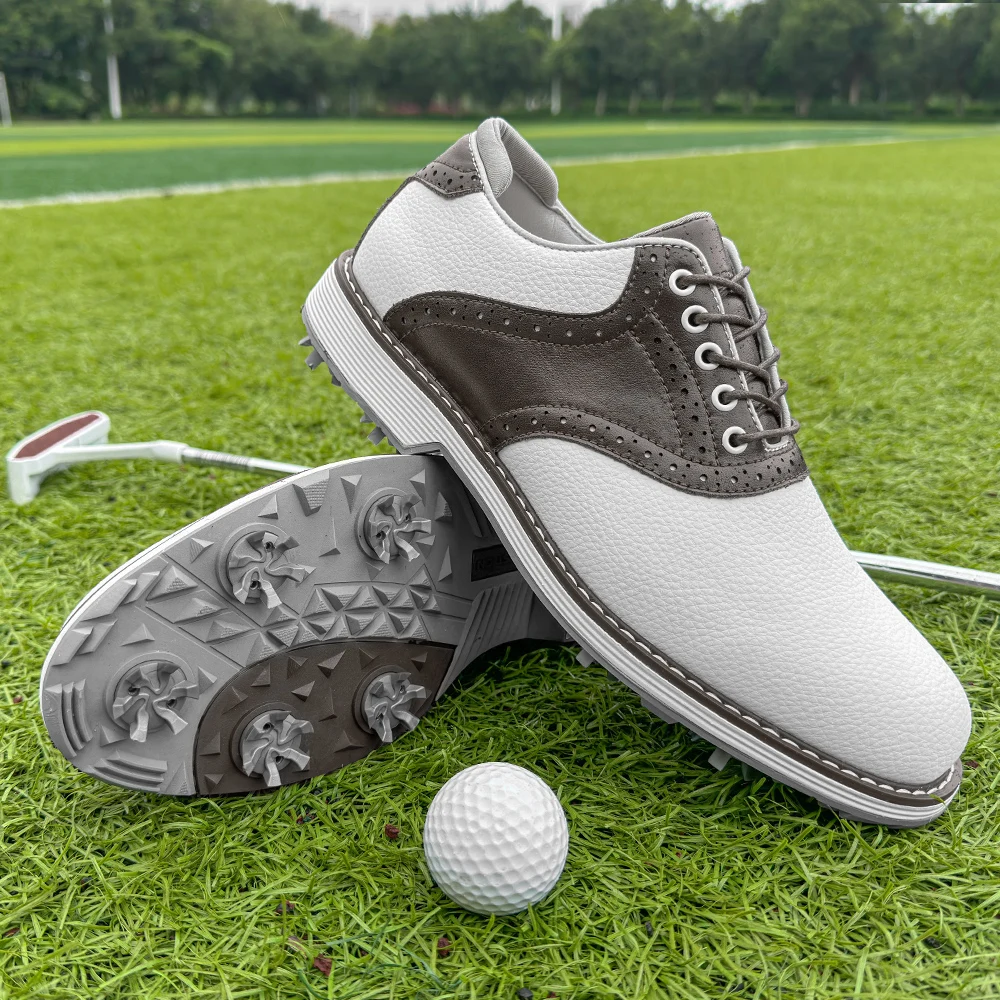 

Professional Mens Over Size 39-48 Golf Sport Shoes Good Quality Mens Leather Golf Sneakers Anti-slippery Turf Golfing Shoes