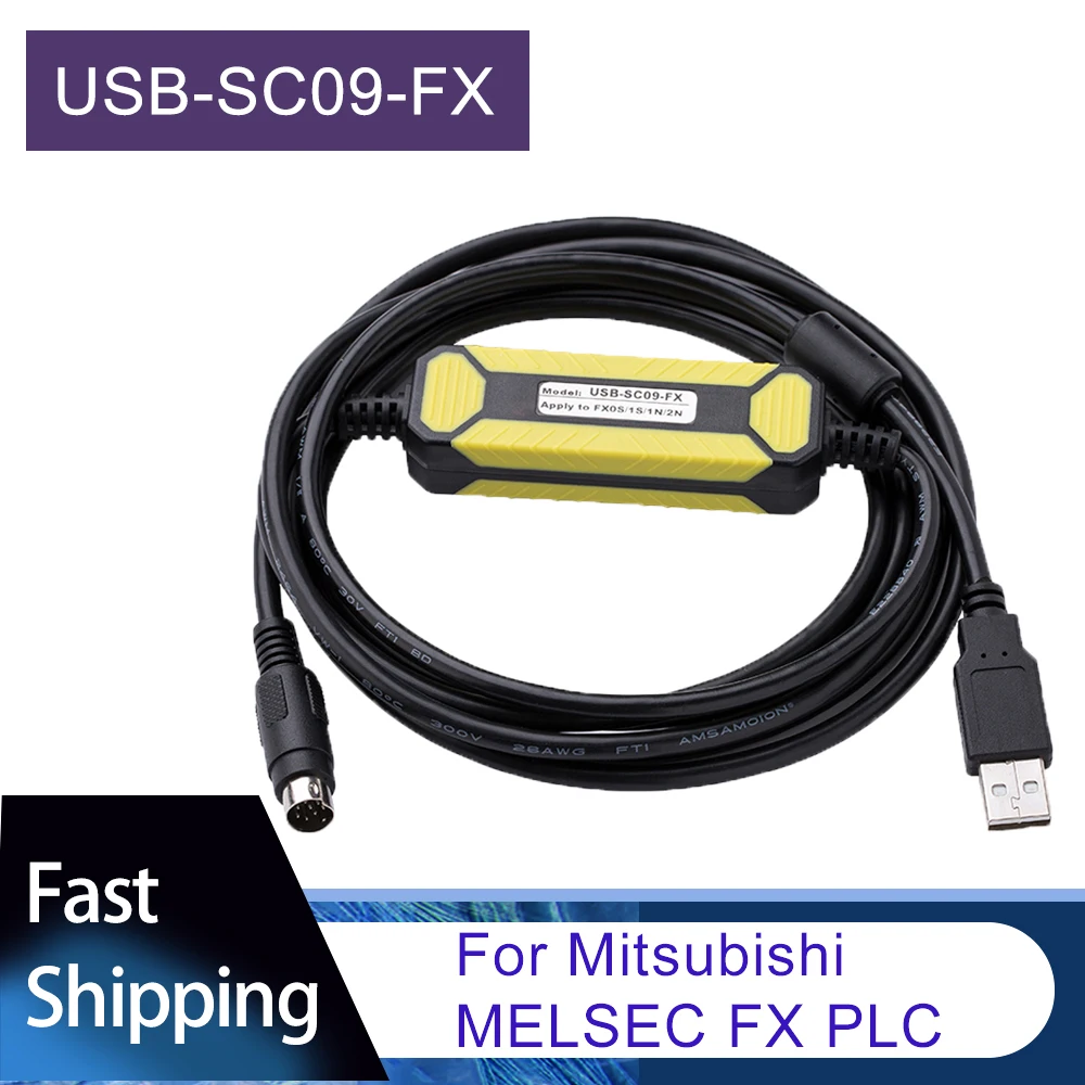 USB-SC09-FX Programming Cable For Mitsubishi MELSEC FX Series PLC USB To RS422 Adapter Data Download Line