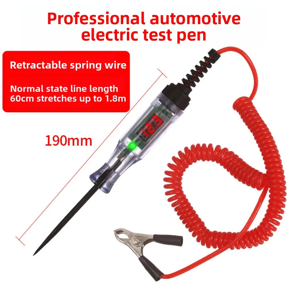 قلم اختبار السيارات، ضوء اختبار LED، شاشة رقمية للسيارة، 12v24v70V، دائرة إصلاح السيارات، قلم كشف الصمامات واختبار #2