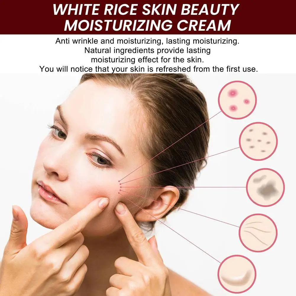 White Rice Whitening Cream Anti Aging Fade Fine Lines Face Cream Pigment Remover Improve Dull Moisturizing Skin Care