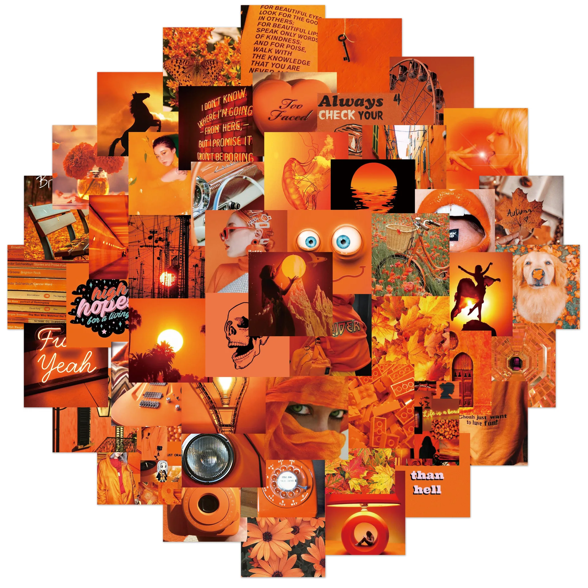 50 pieces of Xiaoqing New Orange Landscape Stickers Decorative Handbooks, Luggage, Guitar Waterproof Stickers