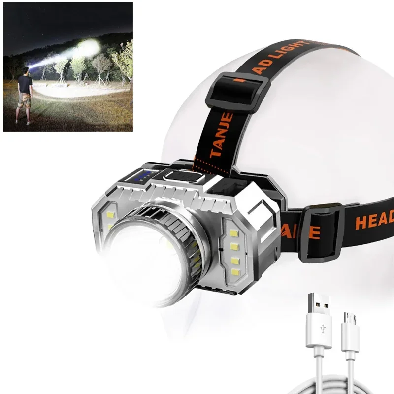 T20 LED Headlamp Rechargeable Strong Light Flashlight for Night Fishing Headlight