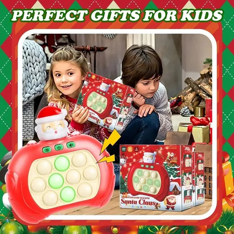 Christmas Pop Light Fidget Game Quick Push Bubble Game Handle Child Anti-Stress Halloween Toy Game Machine Relieve Stress Toy