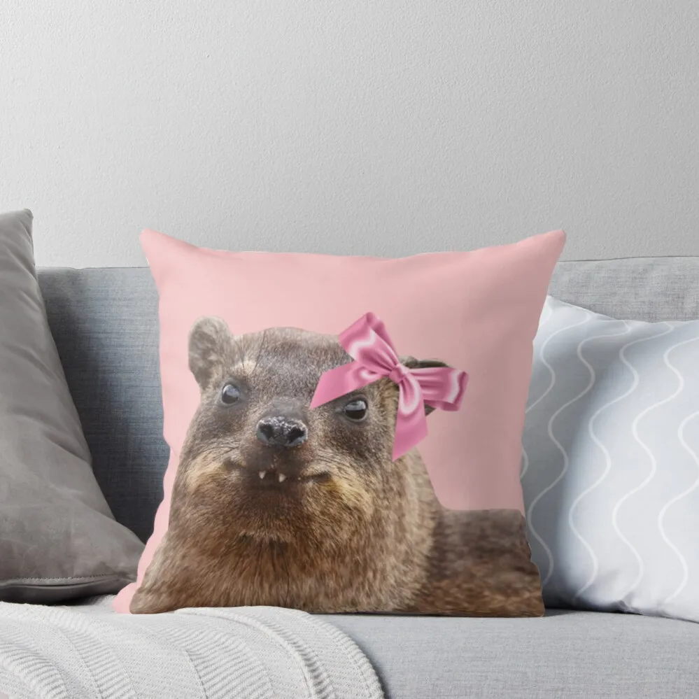 

Cute rock hyrax wearing bow Throw Pillow Elastic Cover For Sofa Sitting Cushion Christmas Covers Decorative Cushion Cover pillow