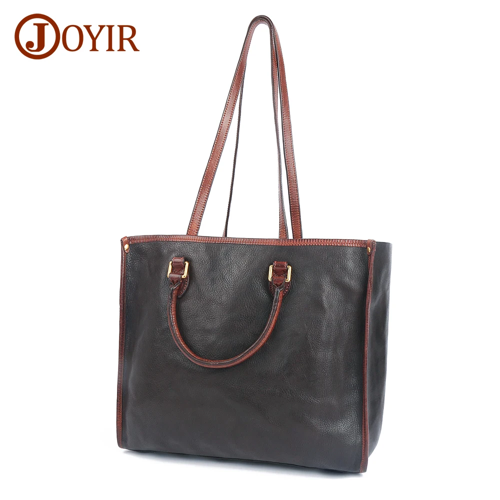 

JOYIR Genuine Leather Shoulder Bags for Women Vintage Shopper Work Office Casual Tote Handbag Purse High Quality