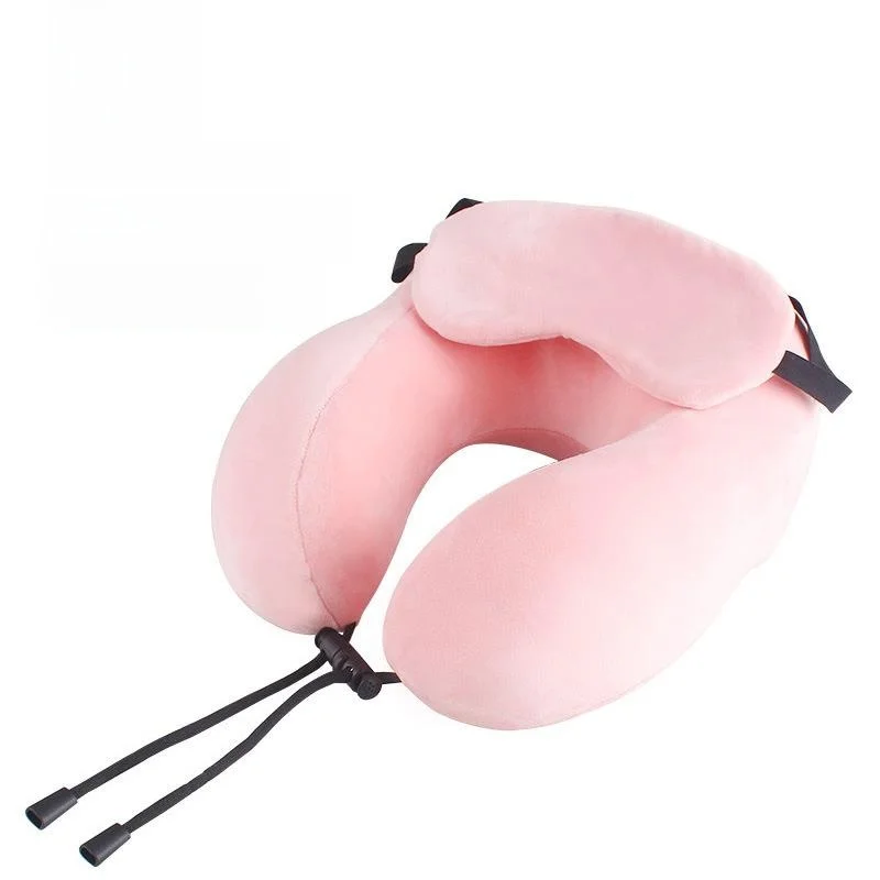 

Fashionable Memory Foam U-Shaped Neck Support Travel Pillow Portable Nap Pillow with Eye Mask for Students And Travelers