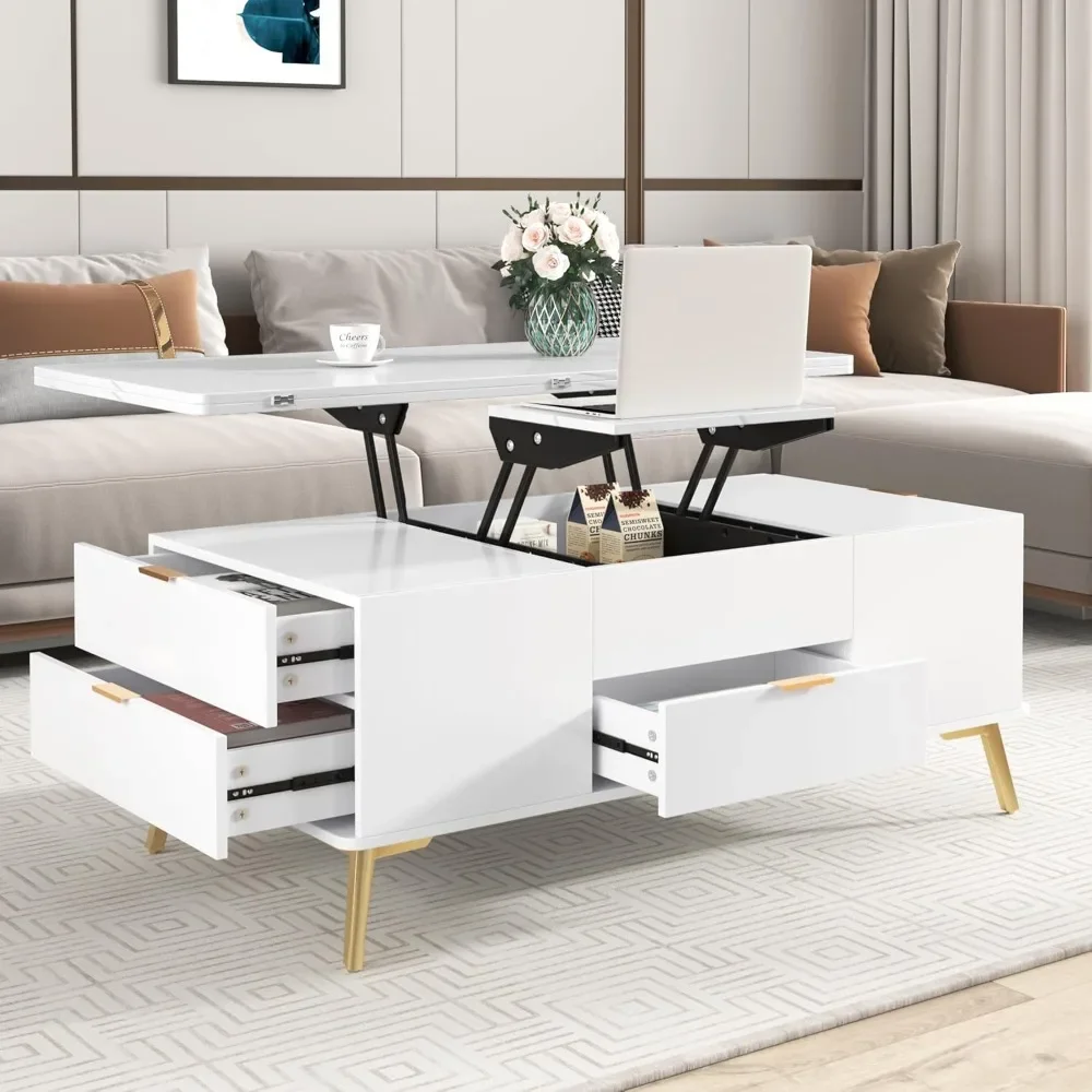 Coffee Table, 3-in-1 Multifunctional with 3 Drawers, Converts To Dining Table, for Living Room and Home, Elevated Coffee Table