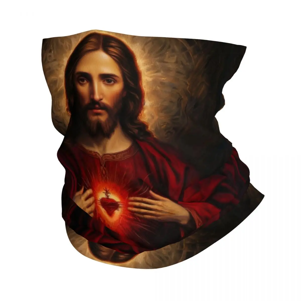 Sacred Heart Of Jesus Christ Faith Bandana Neck Gaiter Printed Catholic Christianity Bible Saint Wrap Scarf Mask For Windproof