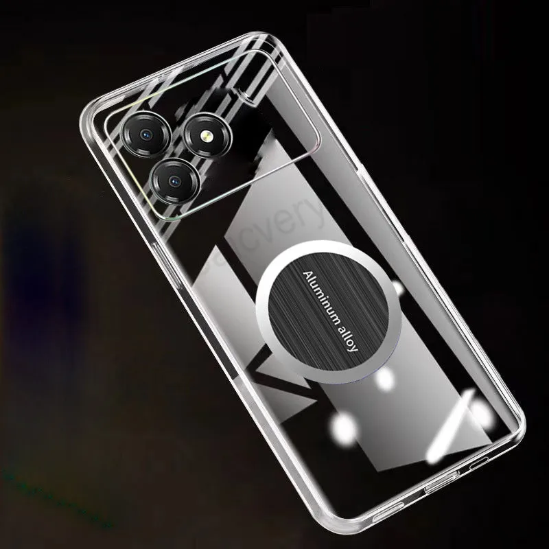 ل ZTE Blade A56 2025 غطاء حماية خلفي من السيليكون الناعم غير قابل للانزلاق مع ملصق صفائح حديد