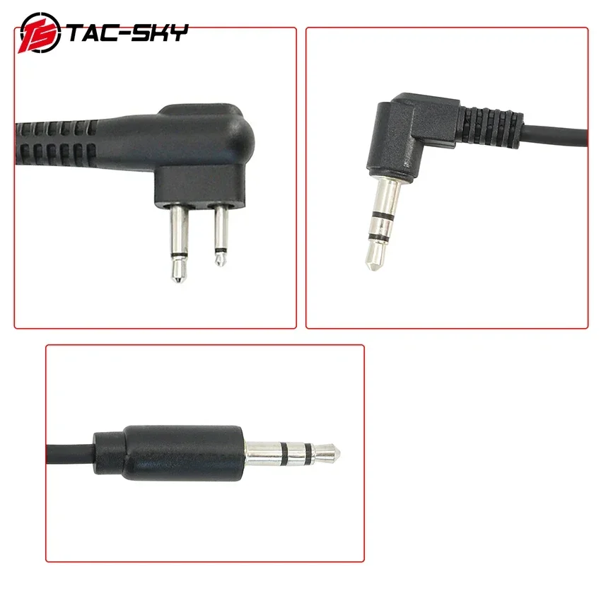 Cable de micrófono de TAC-SKY, adaptador Motorla de 2 pines a 3,5mm para MSA SORDIN/Impact Sport/Walker's Razor Shooting Airsoft, auriculares tácticos