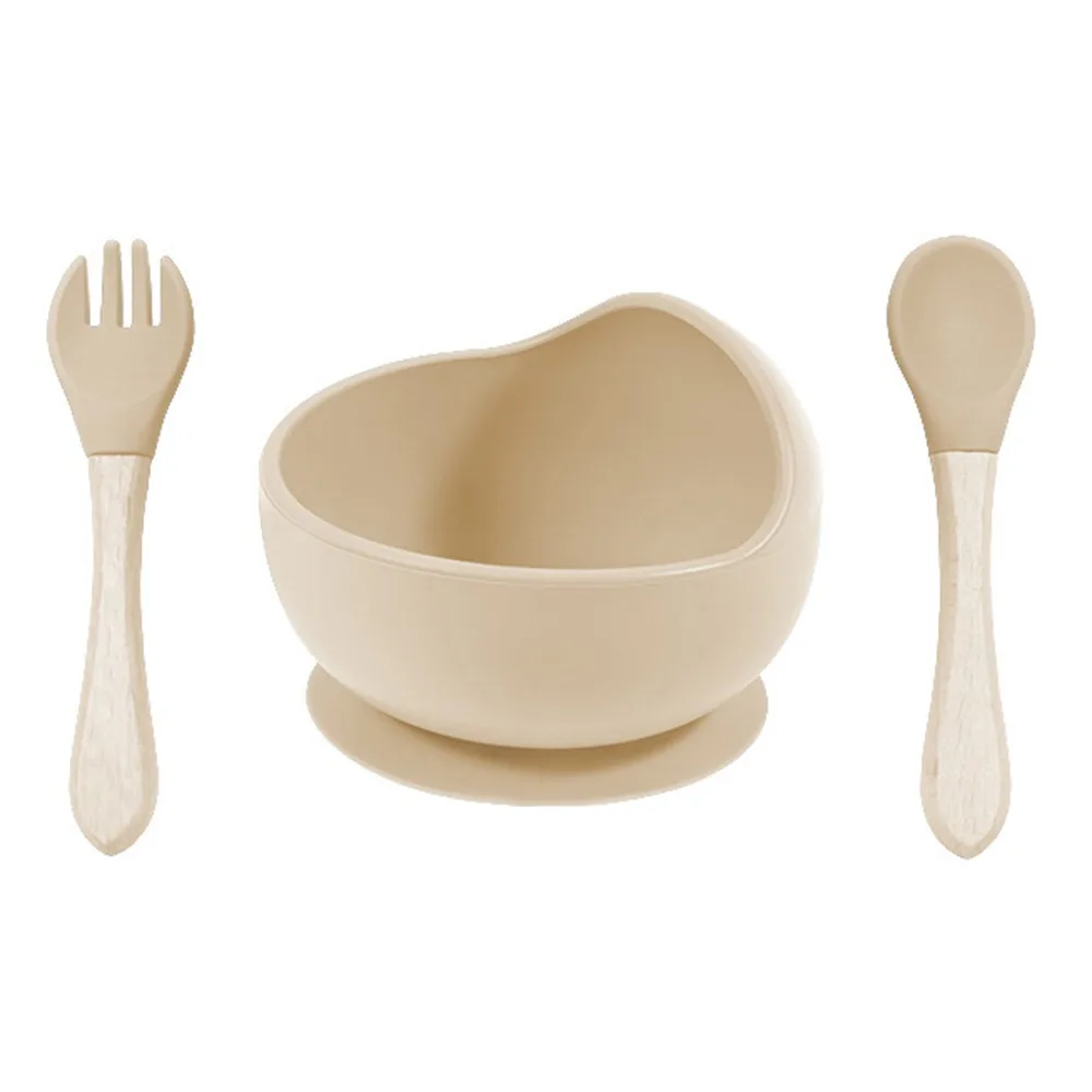 

Anti-Slip Silicone Baby Feeding Bowl Waterproof Food Grade Toddler Feeding Dishes Portable Solid Color Feeding Bowl Set