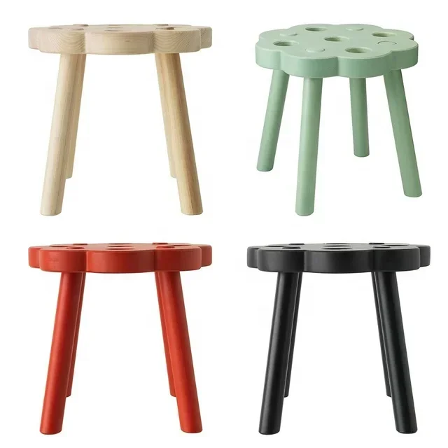 

wholesale customized modern Wooden Pine Xmas Stool FOOTSTOOL