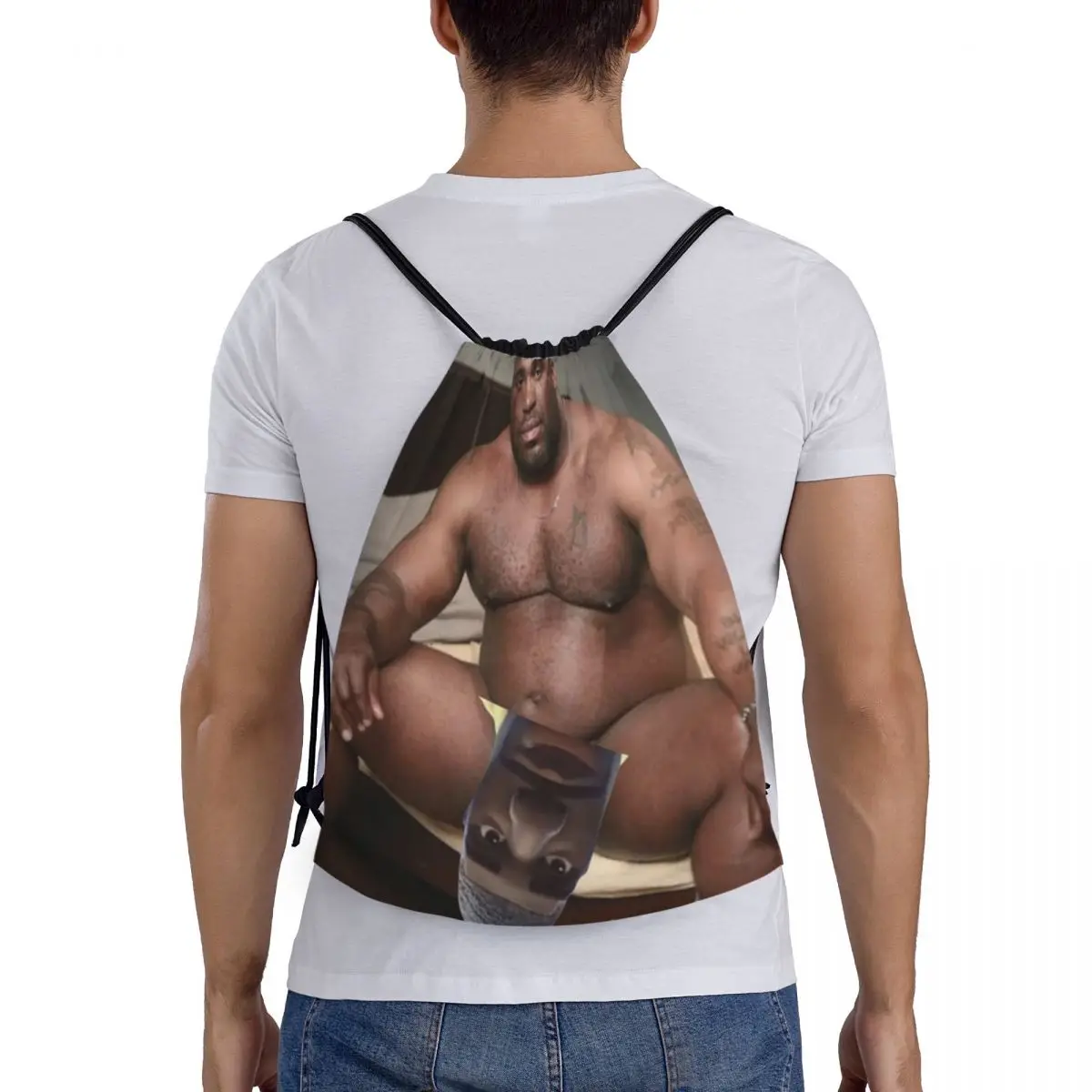 

Big Dick Black Guy Meme Barry Wood Backpacks Fashion Portable Drawstring Bundle Pocket Sports Bag Book Bags For Travel Students