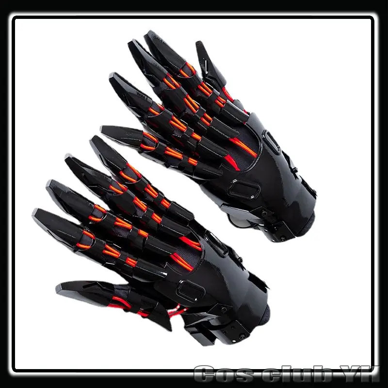 Punk Mechanical Glow Gloves Flexible Trendy Fingers Game Equipment Punk Armor Glow Gloves Cosplay Clothing Props For Women Men