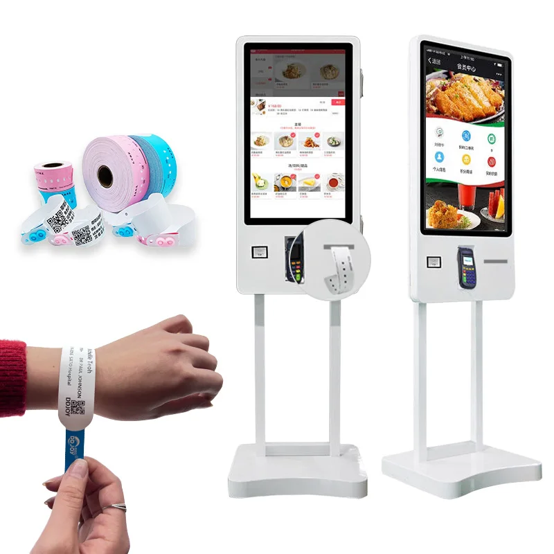 32 Inch Dual Side Screen Automatic Self Ordering Kiosk Fast Food Credit Card Ticket Bill Payment Machine Termina for Restaurant