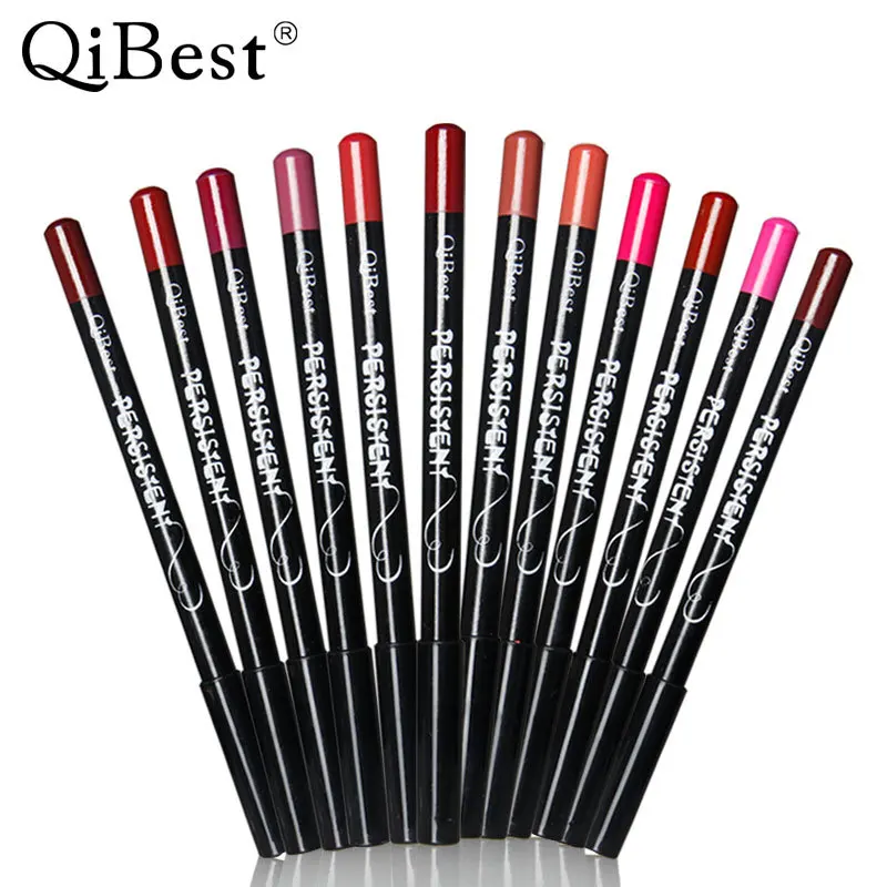 12 Colors Fashion Lip Liner Waterproof Long-Lasting Lipstick Easy Color Non-stick Cup Lip Pencil Lips Makeup.