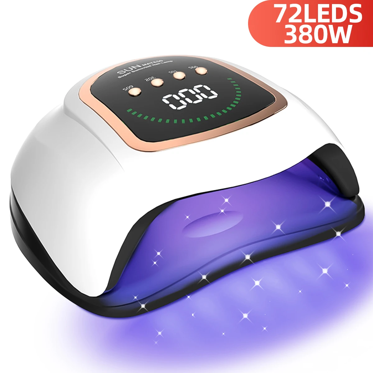 380W UV LED Nail Lamp For Curing All Gel Nail Polish With Large Screen 72LEDS Professional Manicure Lamp Nail Salon Equipment