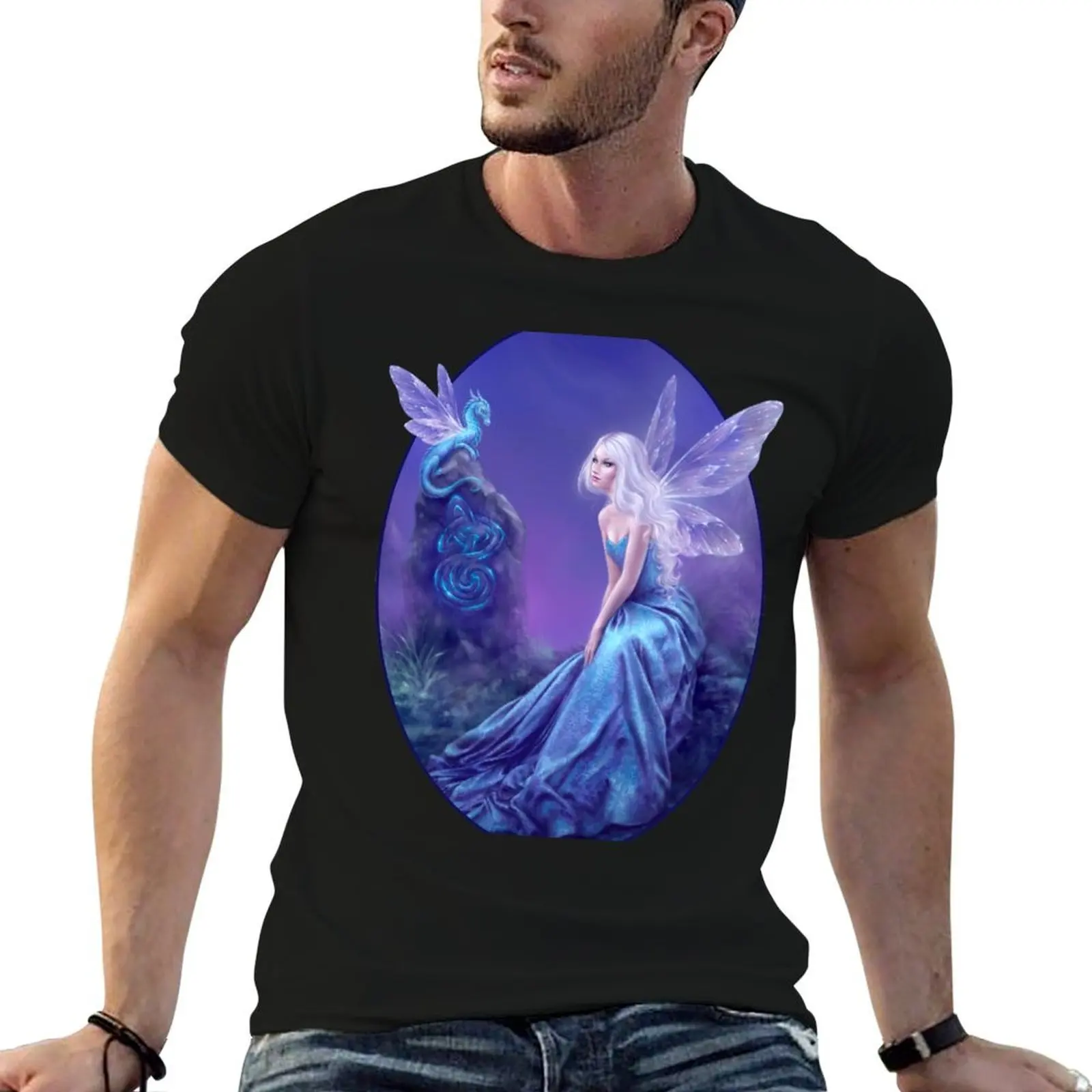 

Luminescent Fairy & Dragon Art T-Shirt funny t shirts man t shirts for man cotton soft t shirt custom print T-shirt