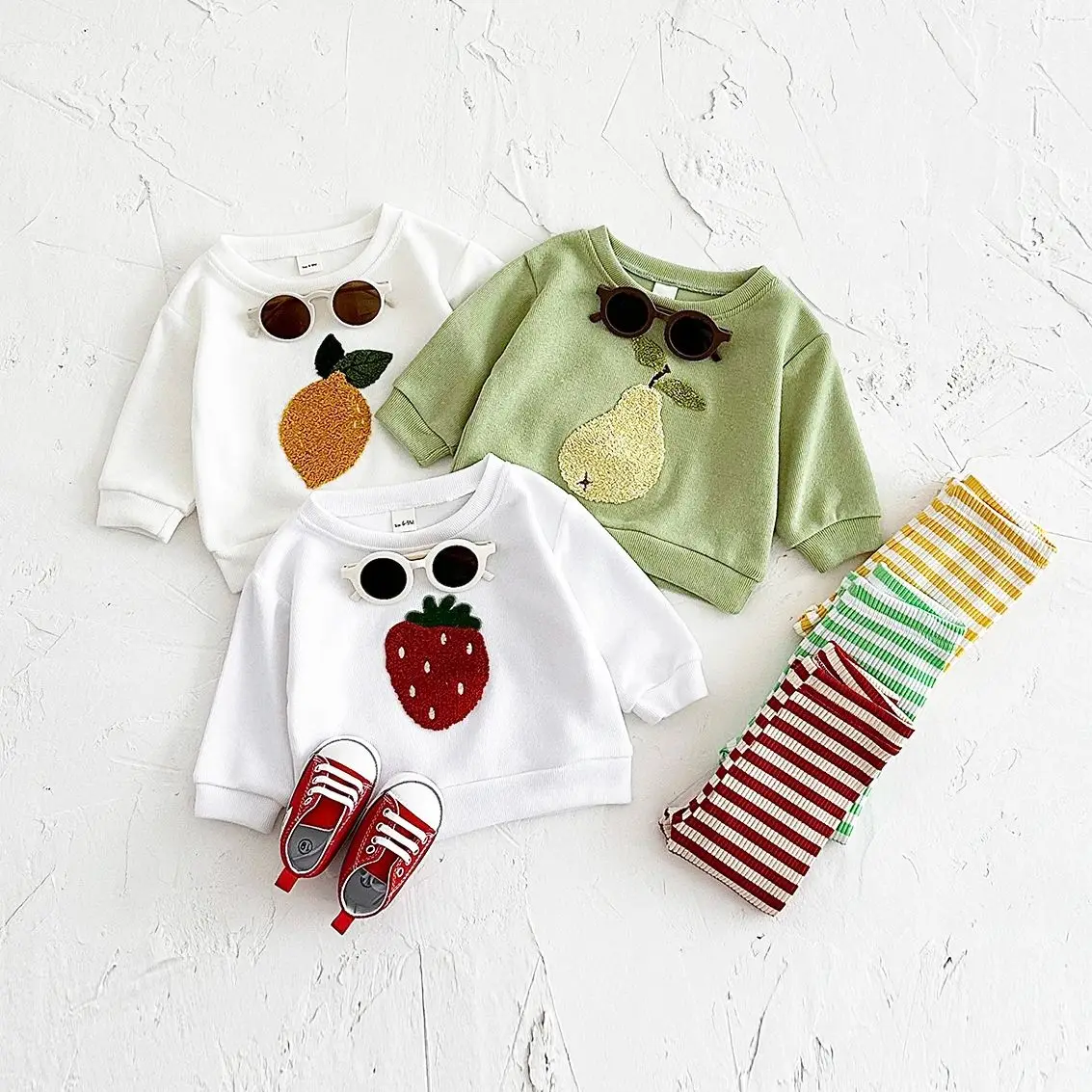 Baby 0-3Y New Autumn Infant Toddler Outfits Cute Fruit Plush Fabric Pullover+Pants 2Pcs Newborn Baby Girls Clothes Sets