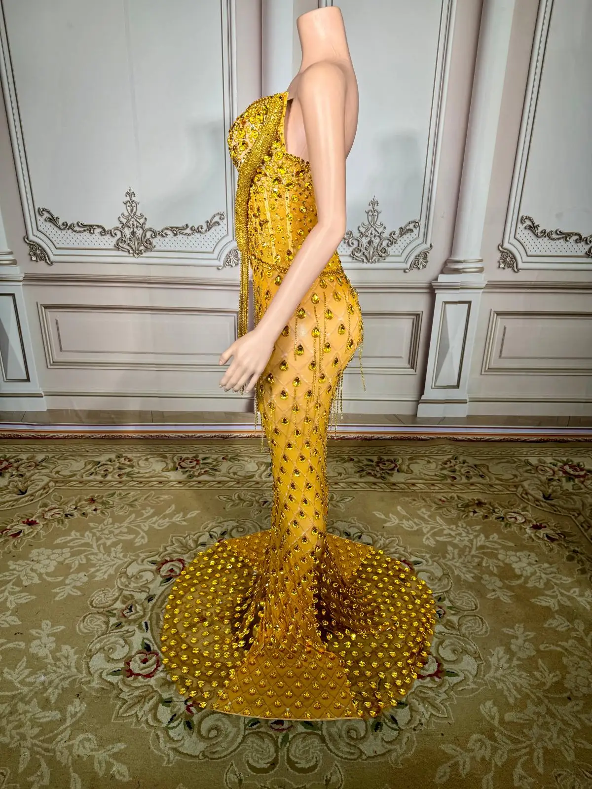 ZD 2025 ใหม่มาถึงผู้หญิงเซ็กซี่Backless Hollow Diamondชุดราตรีชุดราตรีหรูหราฉลองวันเกิดตรงสําหรับชีฟอง