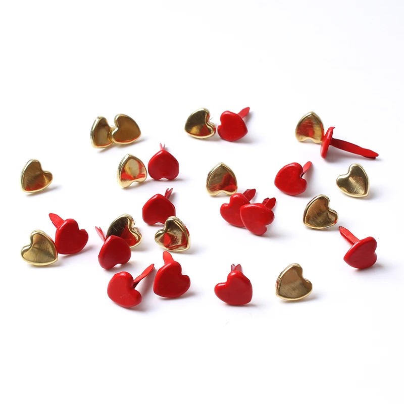 100pcs/lot 9mm Heart Shape Rivet Metal Love rivets for Scrapbook Cards Decoration DIY Punk rock Clothes Shoes Bags Accessories