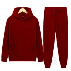 Sportswear for Men and Women Couples Spring, Autumn and Winter Fleece Sweatshirt Set Hoodie + Sweatpants 2-piece Set S-3XL