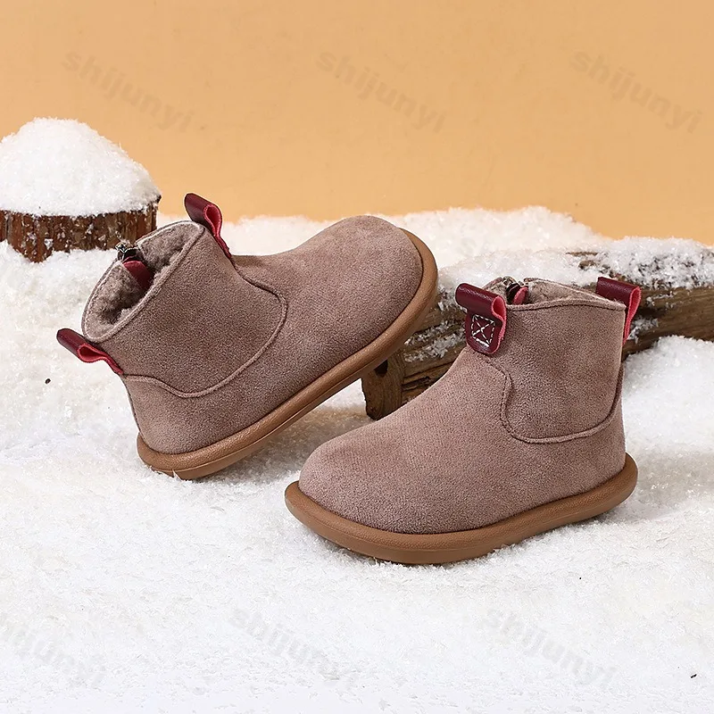 

Autumn Winter Kids Ankle Boots Children Casual Shoes Baby Boys Girls Suede Outdoor Anti-slip Short Boots Retro High Top Shoes