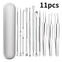 11Pcs Pro Acne Needles Blackhead Remover Ultra-fine No. 5 Cell Clips Pimples Tweezers Facial Pore Cleaning Face Skin Care Tools