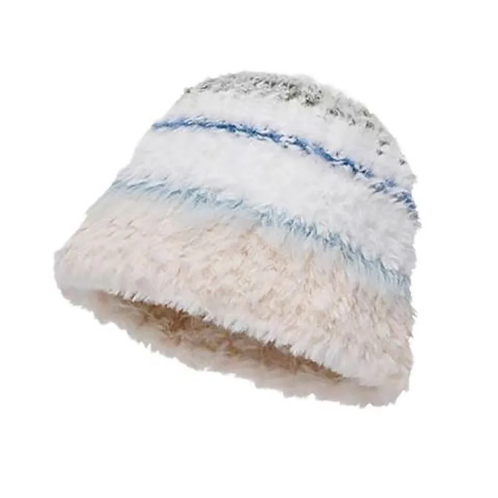Faux Fur Bucket Hat Thick Ear Protection Ear Flap Hat Cold Protection Korean Style Warm Pull On Cap Walking Travel