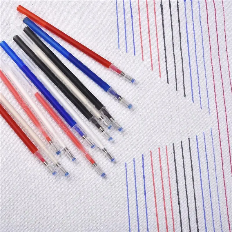 10-21Pcs/Set High Temperature Disappearing Fabric Marker Pen Erasable Refill Pens Patchwork Fabric PU Leather Mark Sewing Tool