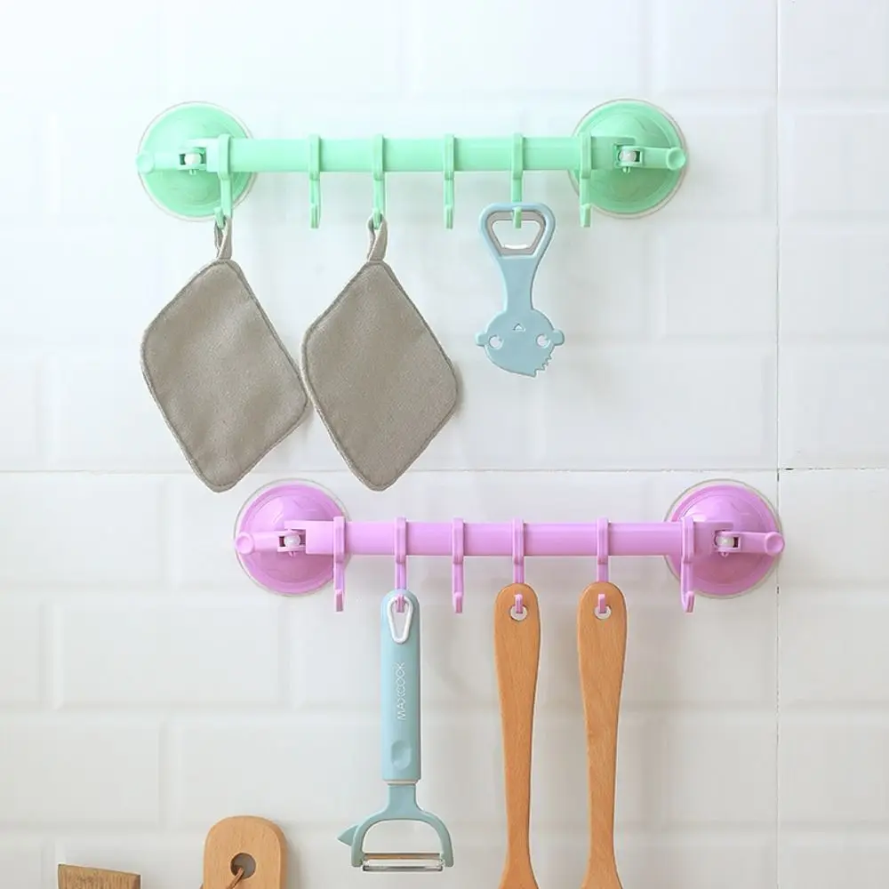 Wall Hanging Towel Shelf Adjustable Vacuum Sucker Hanger Adjustable Hook Hooks Storage Holders