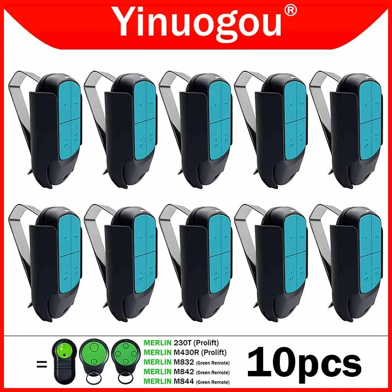 

10PCS With Clip For MERLIN M832 M842 M844 230T M430R Prolift Remote Control Garage Door Opener 433MHz Electric Gate Controller