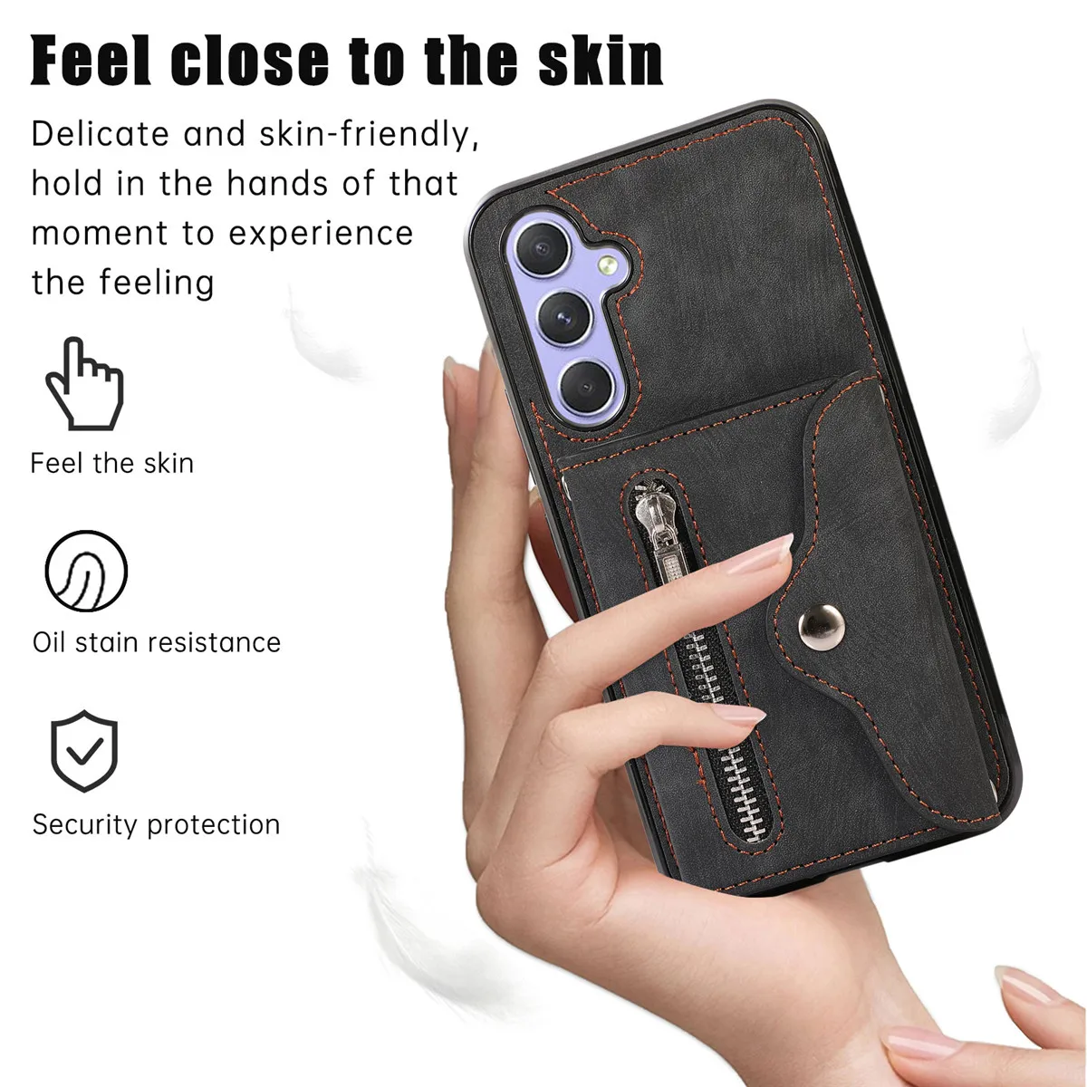 Yidai-Silu Leather Case Magnetic Closure RFID Blocking Wallet Slim Kickstand Flip Folio Cover for Samsung Galaxy A53 52 72