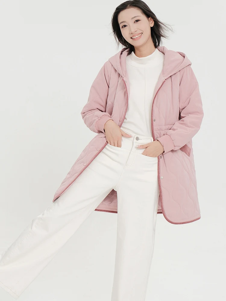 

Bukhara Original Women's Hooded Mid-Length Long Sve Cotton Jaet Loose Fit Winter 2025 Color Commute Sle