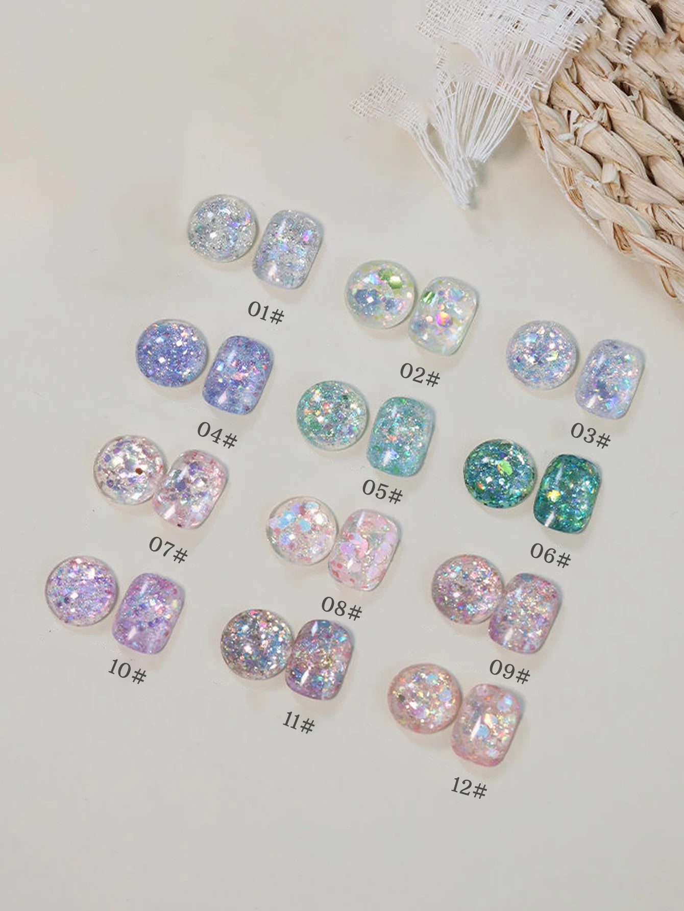 1/12PCS 2025 New Colorful Starburst Platinum Hexagonal Glitter Sequins Nail Art Salon Supplies UV Gel Nail Polish Long-lasting