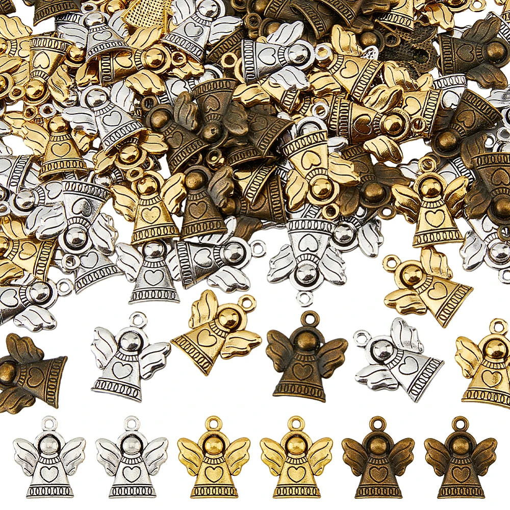 

120PCS 3Colors Style Pendants Angel Mixed Color 21x19x3mm Hole: 2mm
