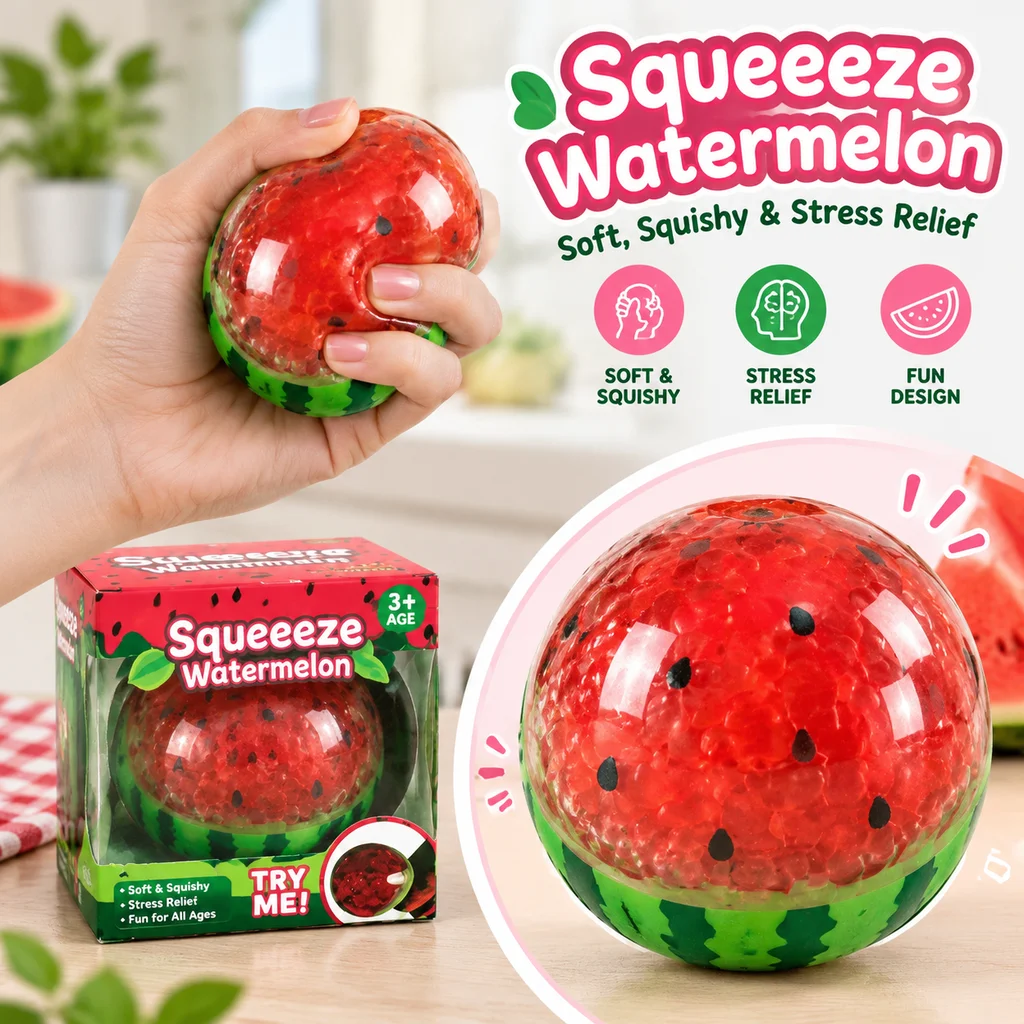 Watermelon Squishy Toy Needoh Stress Relief Fidget Anti Stress Fruit Simulation Fun Office Gift Cross Border Hot Sale