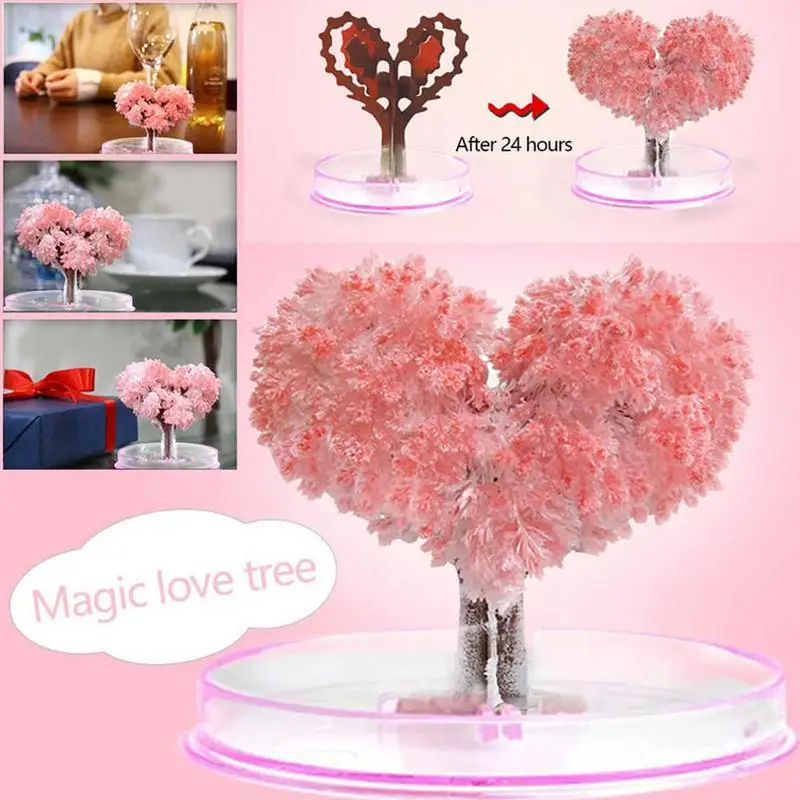 Magic Growing Tree Paper Crystal Trees Creative Magic Growth Tree Toy Crafts Heart-Shaped Tree Flowering DIY Heart Loved-Shaped