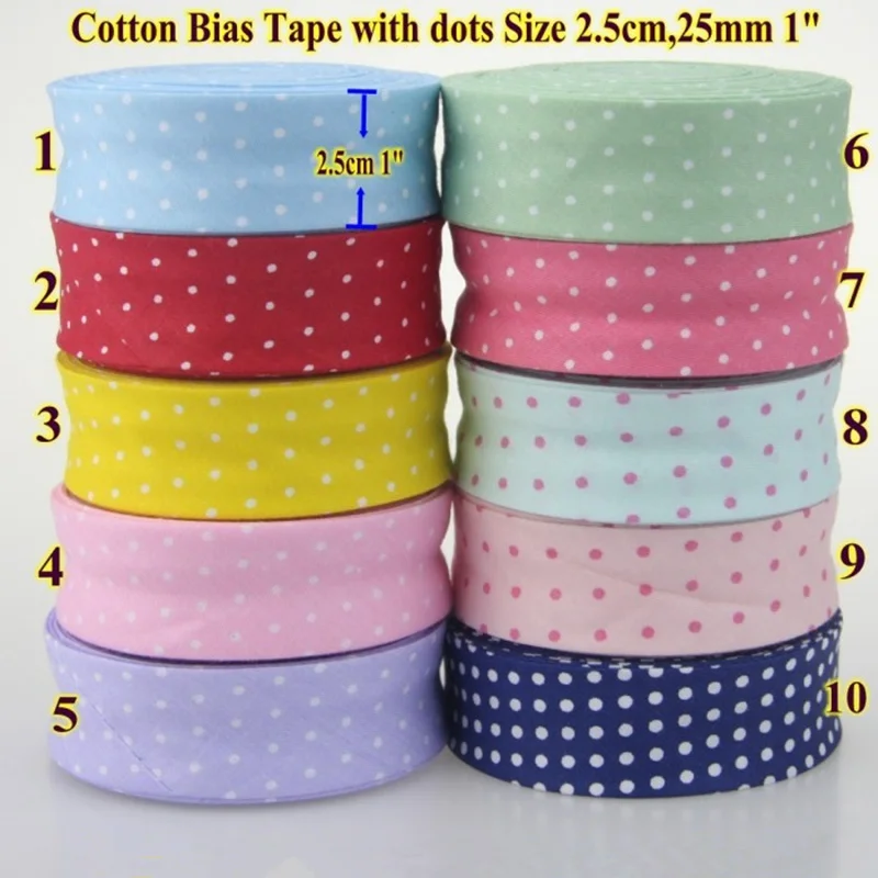 100% nastro di rilegatura diagonale in cotone griglia a strisce Dot Heart Trim Ribbon 25mm,20mm 10meter Fold Bias Binding Tape accessori per il