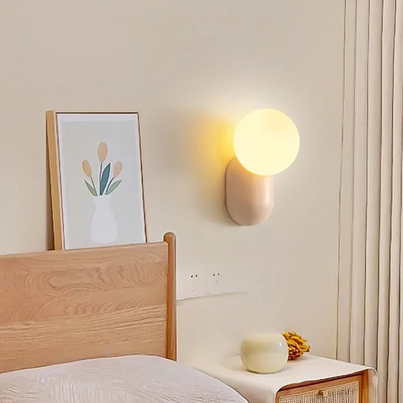 Macaron LED Wall Lamp Bedroom Living Children's Room Bathroom Bedside Mirror Decoration Lighting Fixtures Wall Sconce Lights