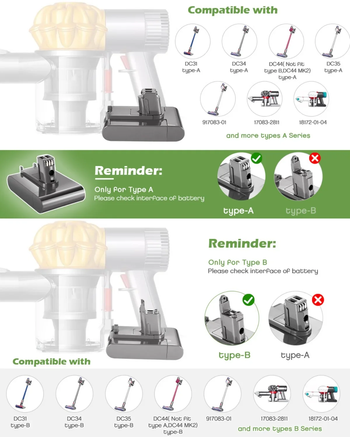 مكنسة كهربائية بطارية قابلة للشحن لسلسلة دايسون V6 V7 V8 SV07 SV09 SV10 DC58 DC31 DC34 المطلق رقيق الحيوان برو Bateria