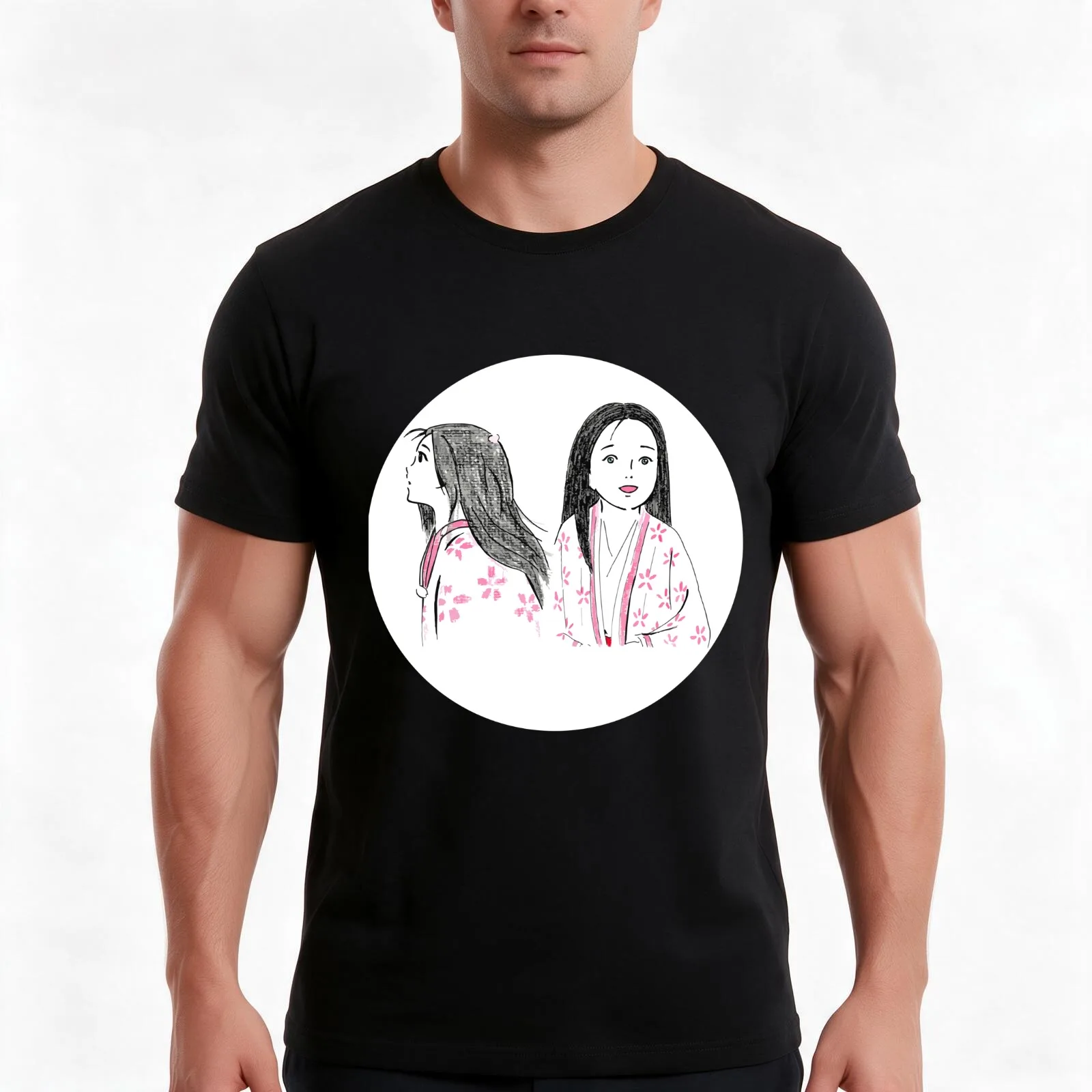 PRINCESS KAGUYA PROFILE T-Shirt, Summer Casual Cotton Tee, Oversized Streetwear Tops, Vintage Graphic Print, Unisex Men Women