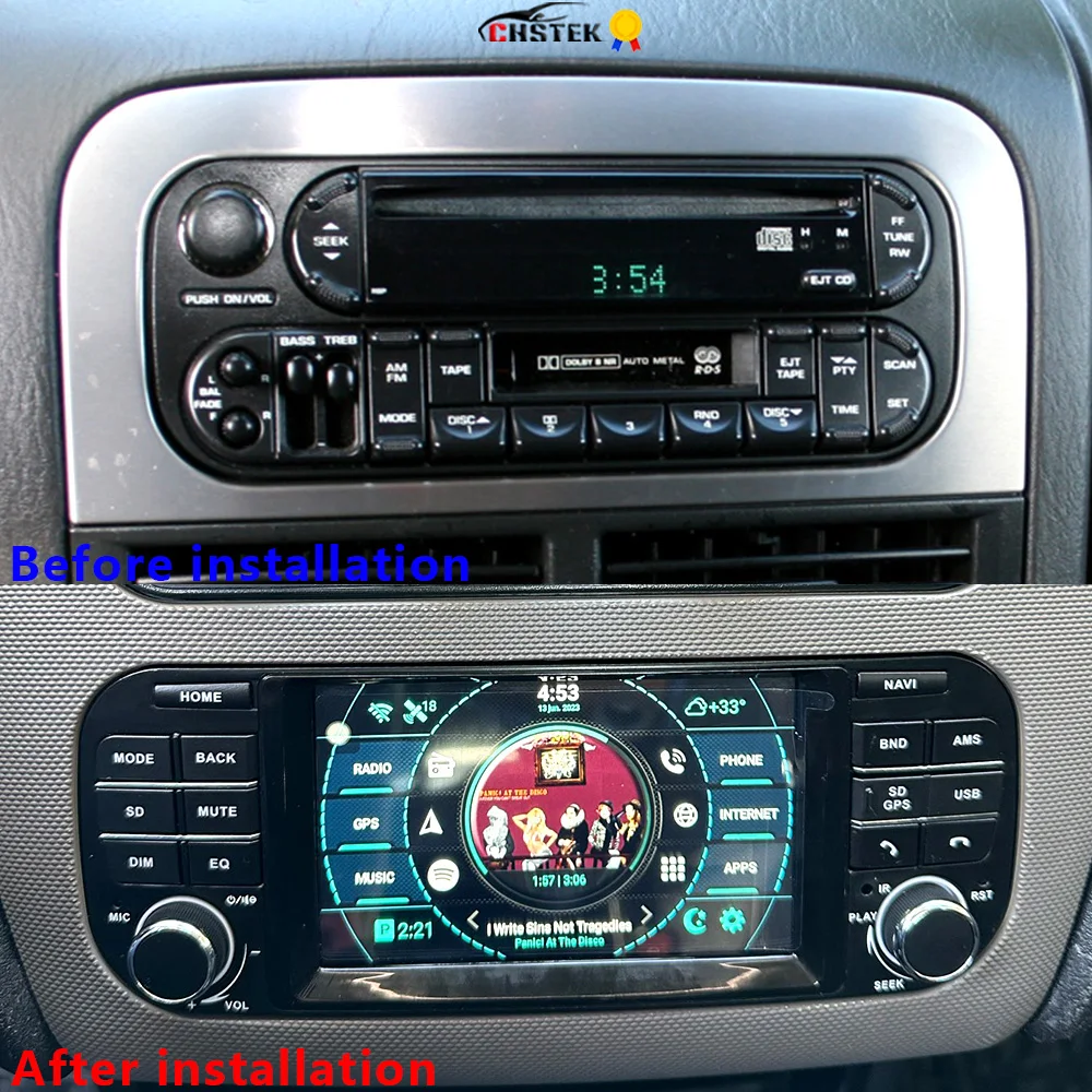 CHSTEK Wireless Carplay Car Radio For Jeep Cherokee Wrangler Dodge Liberty Chrysler Android 13 Navigation WIFI Bluetooth 4G FM