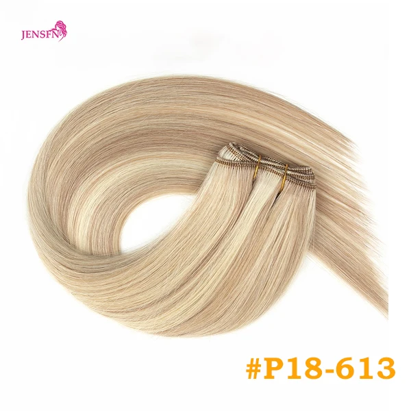 Jensfn Steil 100% Echt Menselijk Haar Inslag Bundels Extensions 50 G/stks 16 "-24" Remy Natuurlijk Haar Naaien In Weaves Bruine Blonde Kleur