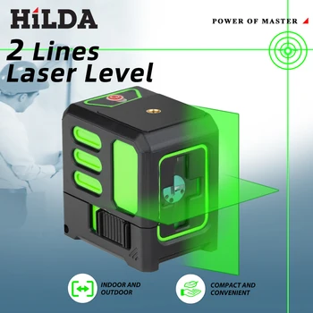 HILDA laser level green 2 line level IP55 15M self-leveling horizontal and vertical cross super strong measuring tools ﻿