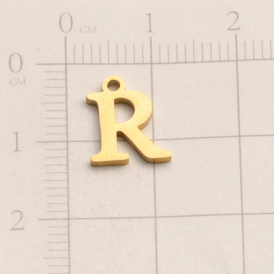 Echt vergoldeter Anhänger mit englischen Buchstaben, kleine A-Z Initialen-Charms für Schmuckherstellung, DIY-Namensanhänger aus Edelstahl, Geschenk. – Detail 20
