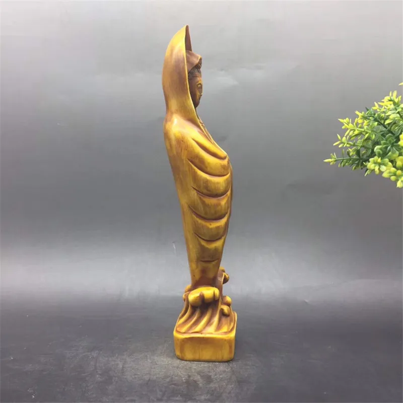 Craft Bone Carving 19014 trumpet station Gaitou Guanyin is 4.5 wide, 21.5 cm high and weighs 260 grams.